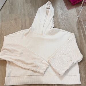 ALO Yoga Muse Cream Ribbed hoodie